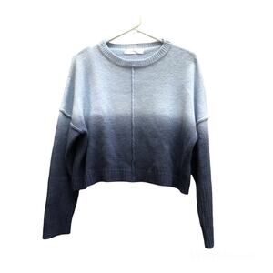 LASSITER Blue Ombre Cropped Boxy Sweater Women's Medium Large